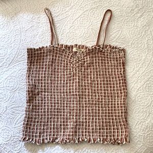 Madewell fitted tank in red, pink, cream patter